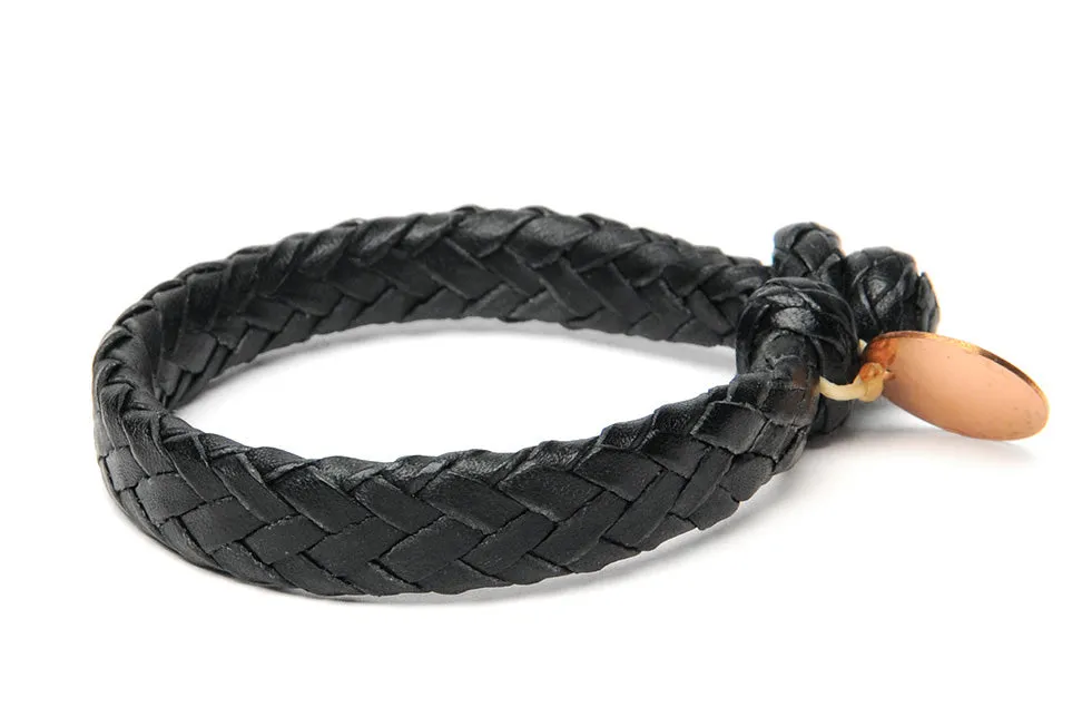 Chamula   Wide Flat Weaved Bracelet Black